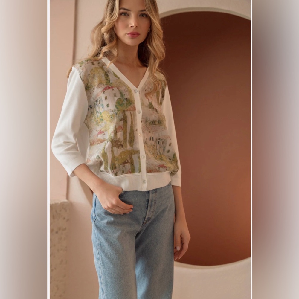 JOAH KNITTED PRINT CARDIGAN